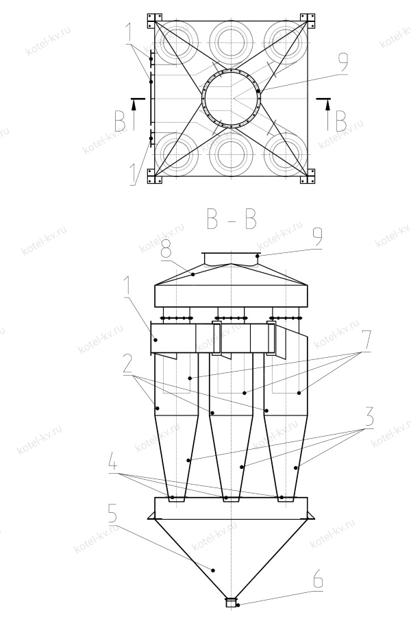 Циклон ЦН-15-6СП. Схема